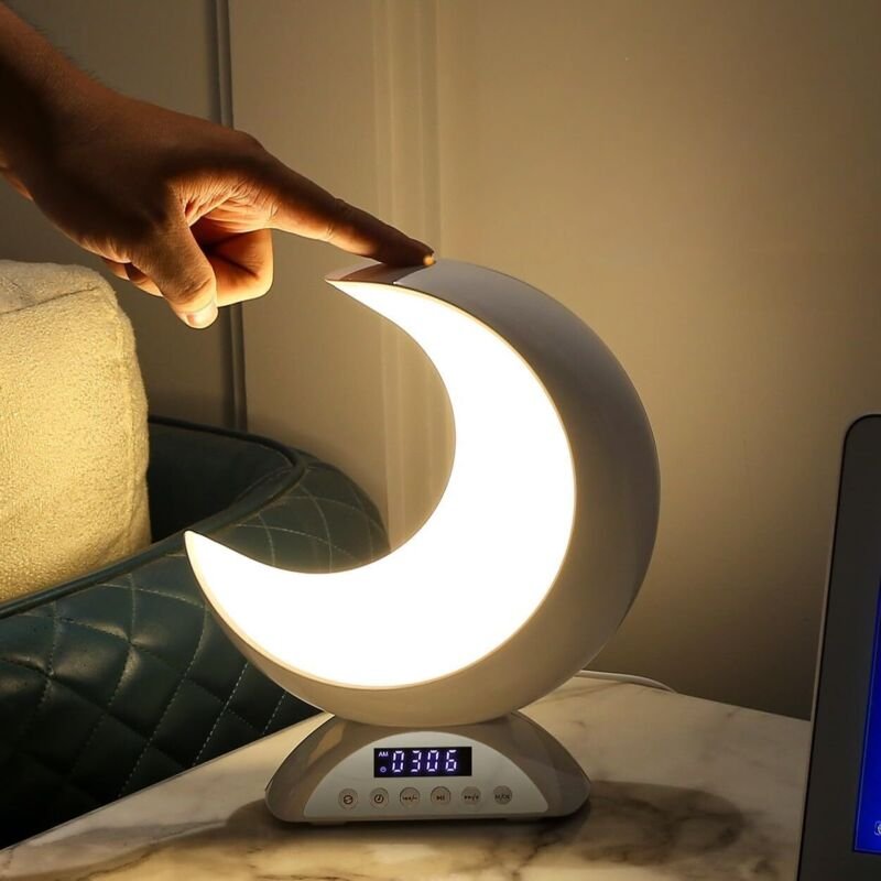 Touch-Nachttischlampe mit Lautsprecher, Musikwecker, 20 Lichtfarben, per USB einstellbarer Helligkeit – ideal für Schlaf...