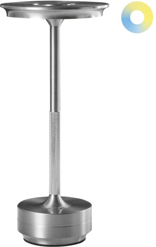 Kabellose LED Tischlampe MAGO mit Dimmer Metall Silber