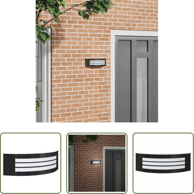 Wandleuchte - Außenwandleuchte Schwarz 32 x 10 x 10 cm Edelstahl und Plastik