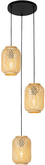 Orientalische Hängelampe Bambus 3-flammig - Yvonne