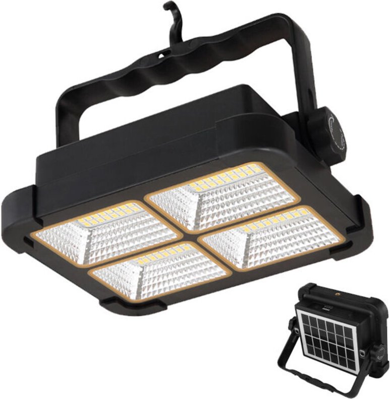 15W Neutral Light LED Solar Flutlicht mit USB-Aufladung und doppelter Intensität IP44 Stand-Alone Außenbeleuchtung