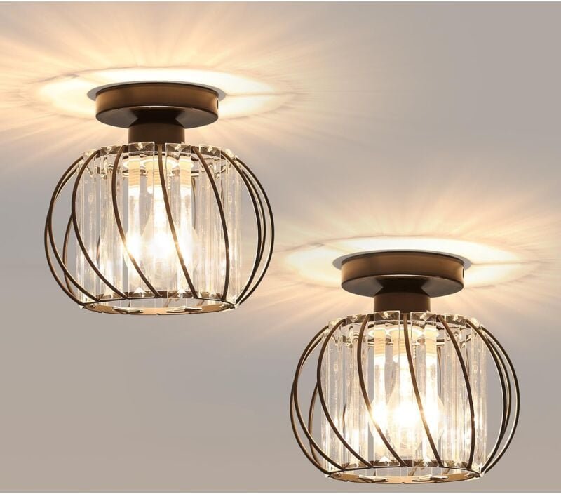 Comely - Set aus 2 Modernen Kristall-Deckenleuchten E27, Mini-Kristall-Lüster, Halb-eingelassene Deckenlampe für Küche, ...