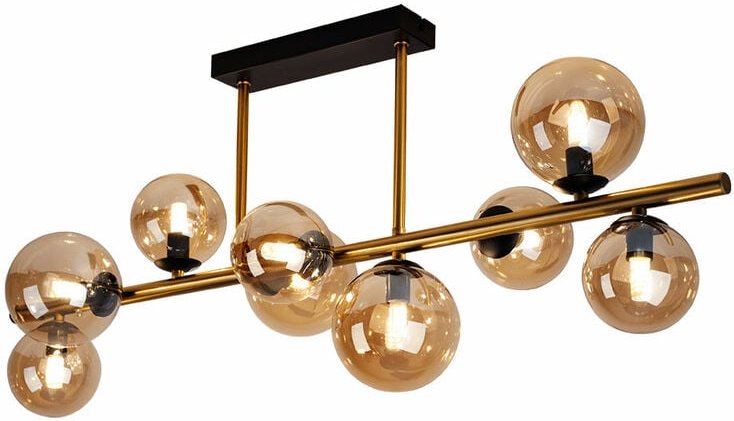 Etc-shop - Deckenleuchte mit Glas Strahler Kugel Deckenlampen Glaskugeln Esstisch, led messing amber 9 flammig, 3,5W 350...