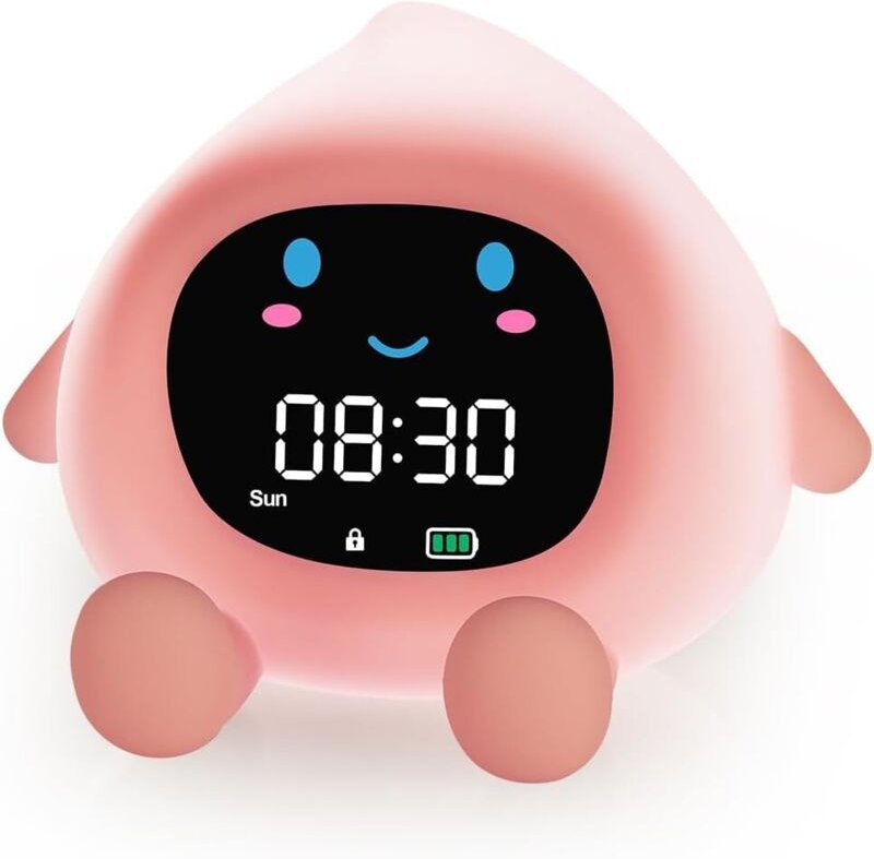 Kinderwecker, Lernwecker für Kinder, Schlaftrainingswecker mit Mond- und Sonnenanzeige, RGB-Nachtlicht, für Mädchen und ...