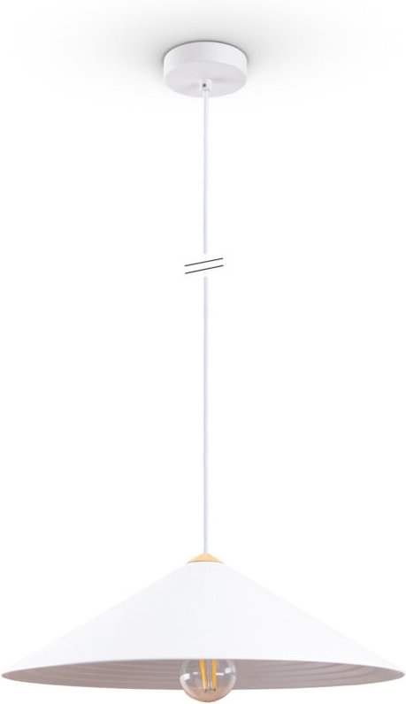 Lampe Pendelleuchte Esstisch Hängelampe Küche Vintage Metall E27 Weiß-Holz, Ø42cm - Paco Home