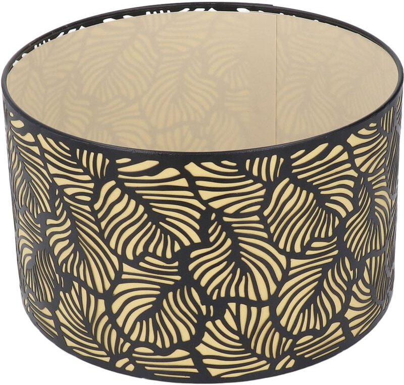 SUNXURY Schwarzer Lampenschirm aus hohlem Metall, Tischlampenschirm aus Metall, mit gelbem Einsatz, für Sockel mit E27- ...