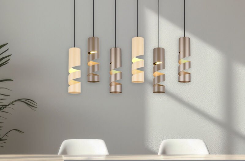 Meinewunschleuchte - Moderne led Pendelleuchte 6-flammig aus Metall in Coffee Tönen, B:100cm