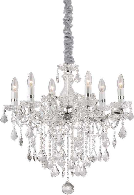 Thumbnail - Ideal Lux Florian - 6 Light Crystal Chandelier Chrome Finish, E14