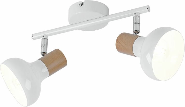 Thumbnail - Deckenleuchte Spot 2 Flammig Deckenstrahler weiß Deckenlampe 2 Spots, Strahler schwenkbar, Holzoptik, E14 Fassungen, LxB...