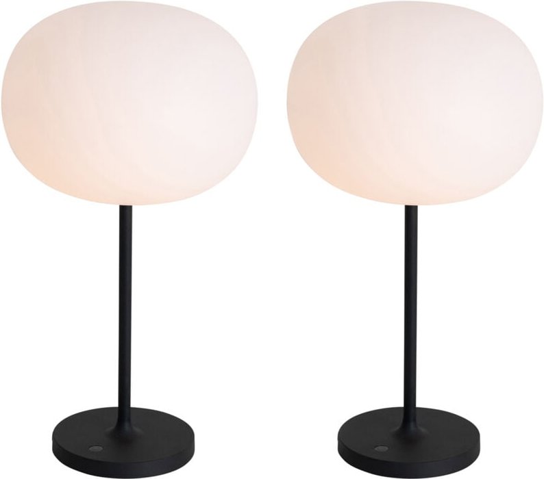 Set mit 2 modernen wiederaufladbaren Tischlampen weiß - Maloi
