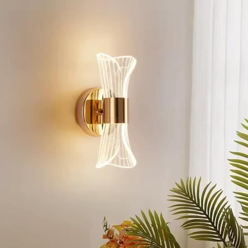 Wandleuchte für den Innenbereich, 12 W, moderne LED-Wandlampe, 3 Farbtemperaturen 3000 K/4500 K/6500 K, goldene Acryl-Wa...
