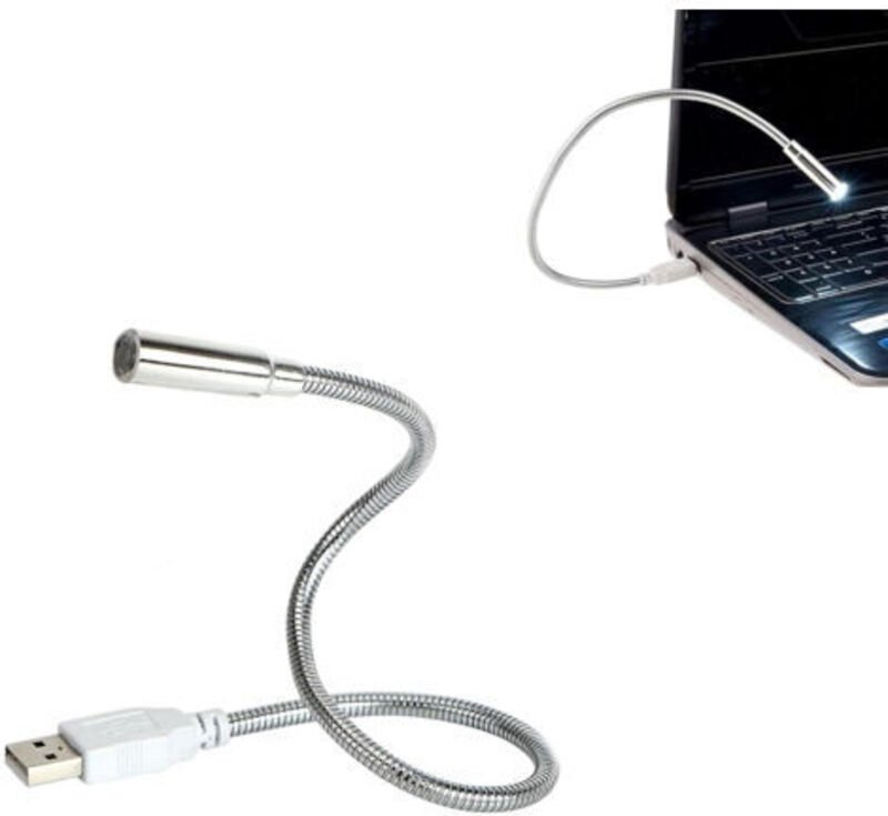 Flexible LED-Computerlampe, Mini-USB-Leuchten für Tastatur, Flexible USB-Lampe, für Laptop, Innenbeleuchtung (Silber)