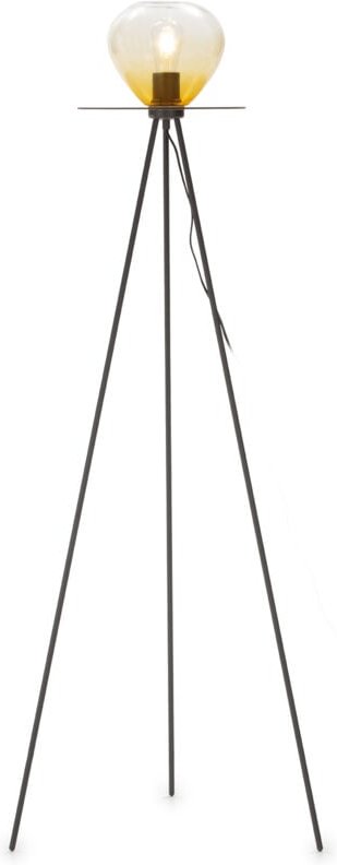 Stehleuchte 60X60X160 Schwarzes Metall/Bernsteinglas