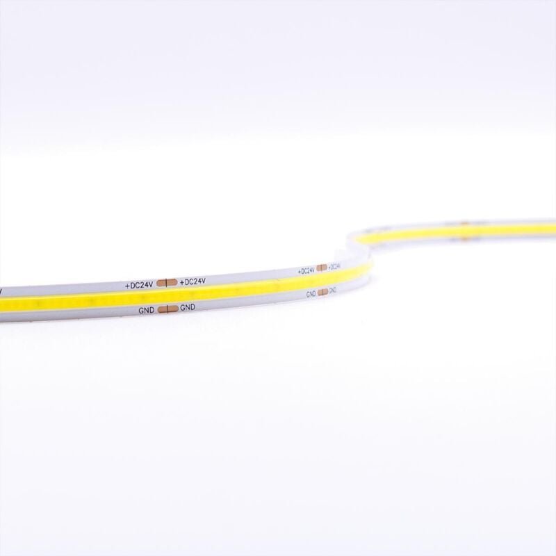 COB 24V CRI90 LED Streifen 5M 10W/m 528LED/m 8mm - Lichtfarbe: Kaltweiß 6500K - Schutzart: IP20