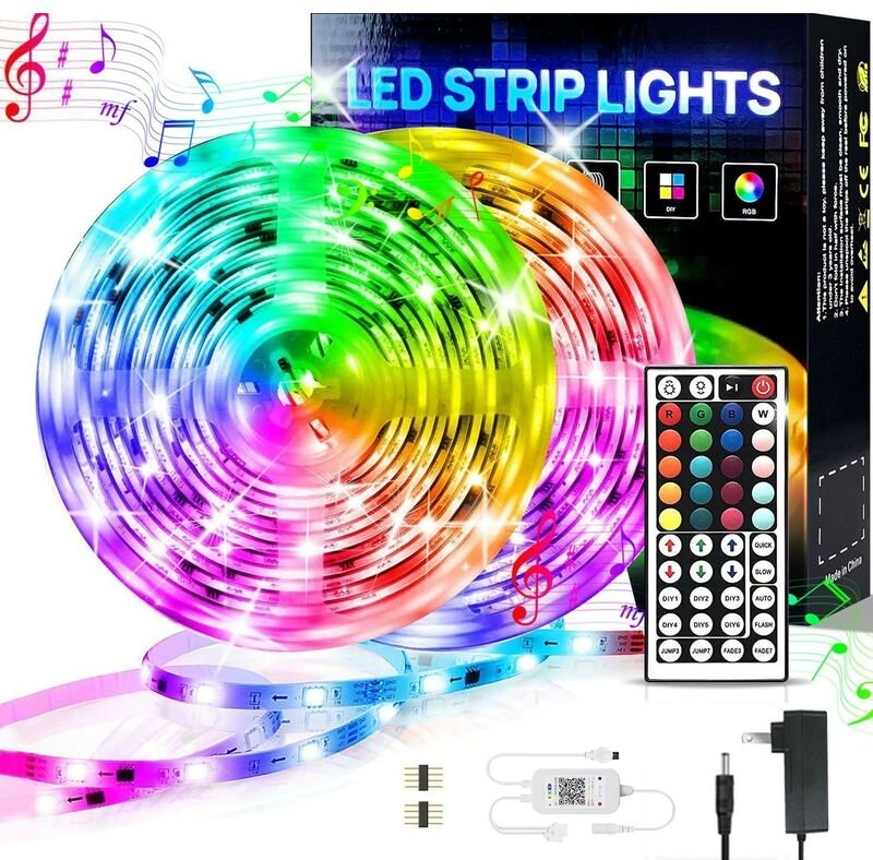LED Stripe LED Strip, LED- Streifen, Lichtstreifen, Lichterketten, RGB, 15M, 18 Lichter/M, Infrarot-Fernbedienung, Bareb...
