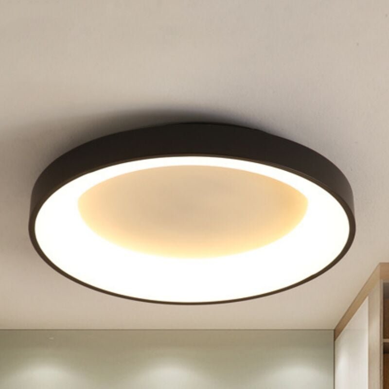 Thumbnail - Led Deckenleuchte Rund Deckenlampe Metall Acryl Pendelleuchte Schwarz 18W Ø30CM für Küche Wohnzimmer Flur - Warmweißes L...