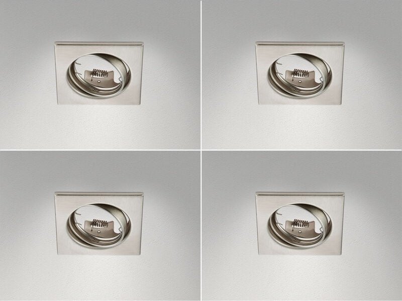 Eckige Einbaustrahler Decke im 4er Set schwenkbar Silber matt GU10