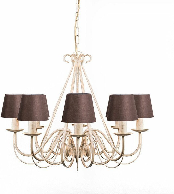 Kronleuchter beige 60 cm mit braunen Lampenschirmen - Giuseppe 8