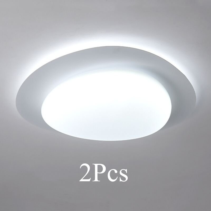 Led Deckenlampe Metall Acryl Deckenleuchte Weiß für Schlafzimmer Badezimmer Küche Gang Balkon Kaltweiß Licht - 2Pcs