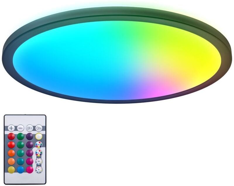 B.k.licht - led Panel 42 cm - 22W, 2700lm, dimmbar, Fernbedienung, rgbw, schwarz