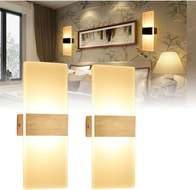 Led Wandleuchte 2X Eckig Badlampe Wandlampe Innen Wandbeleuchtung Flurlampe Außen 12W Weiß - Swanew