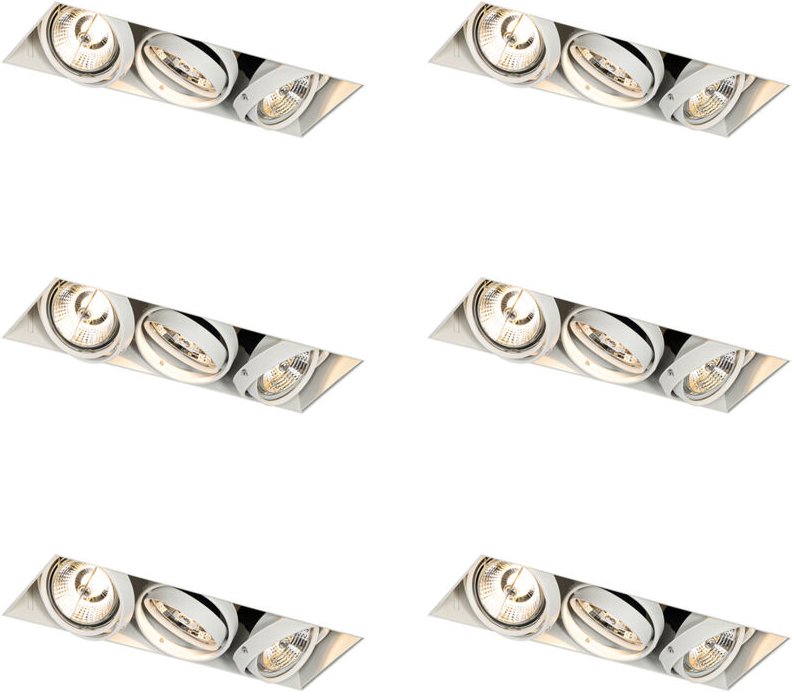 Set mit 6 Einbauspots weiß GU10 AR70 Trimless 3-Licht - Oneon