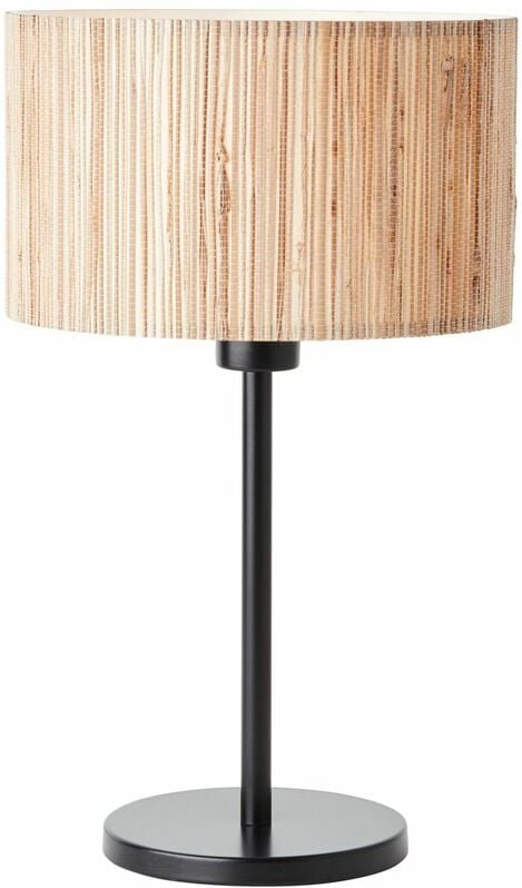 Brilliant - Lampe, Wimea Tischleuchte schwarz/natur, 1x A60, E27, 52W, Mit Schnurzwischenschalter