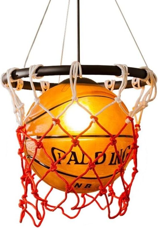 Ineasicer Pendelleuchte Kreative Basketball Pendelleuchte Glas Lampenschirm Kronleuchter mit E27 Kupfer Lampenfassung