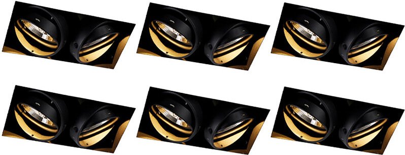 Qazqa - Set mit 6 Einbaustrahlern, schwarz, GU10, AR111, randlos, 2-flammig – Oneon