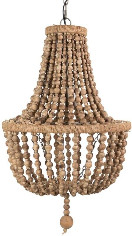 Deckenleuchte Kette Kugeln Jute Holz 41x41x65 cm