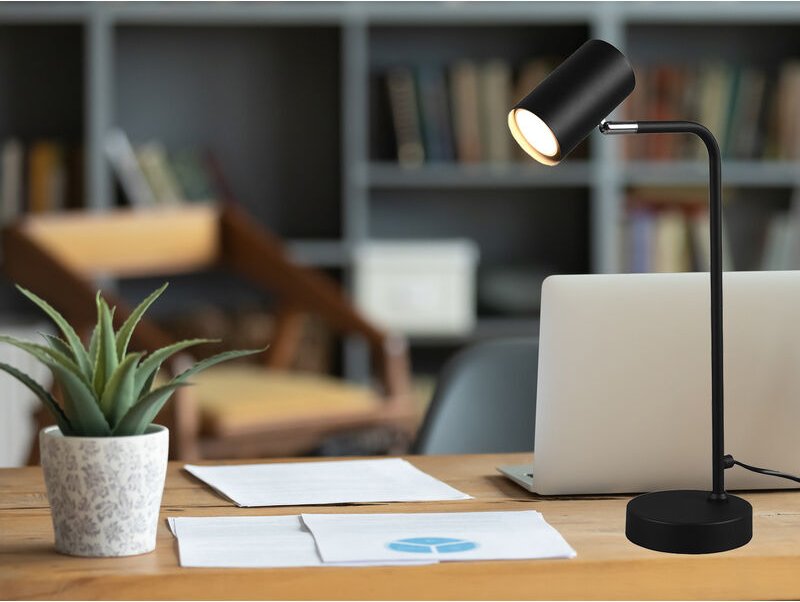 Meinewunschleuchte - led Schreibtischlampe in Schwarz matt, Spot schwenkbar, Höhe 45cm