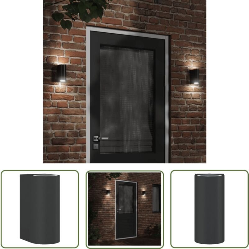 The Living Store - Außenwandleuchte Schwarz Aluminiumdruckguss - Outdoor-Beleuchtung - Wandleuchte - Gartenleuchte - LED...