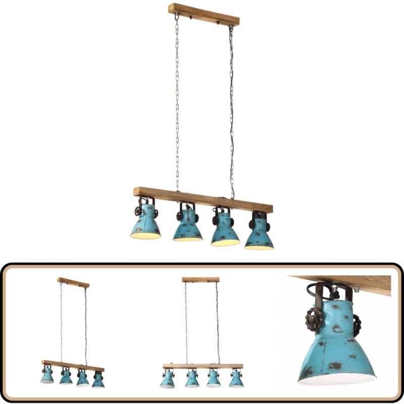 Deckenleuchte 25 W Blau 90x24x111 cm E27 - Dekanleuchte - Industrielampen - Hängelampe - Wohnraumbeleuchtung - Schlafzim...