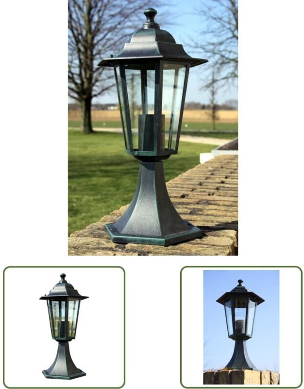 Gartenlaterne Dunkelgrün/Schwarz Aluminium - Gartenleuchte - Außeleuchte - LED-Lampe - Dekobeleuchtung - Alu-Laterne - T...