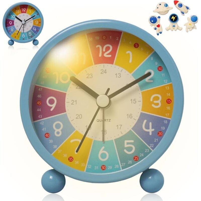 Digitaler Wecker für Kinder: Pädagogischer Wecker mit Nachtlicht, Kinderwecker, Blau