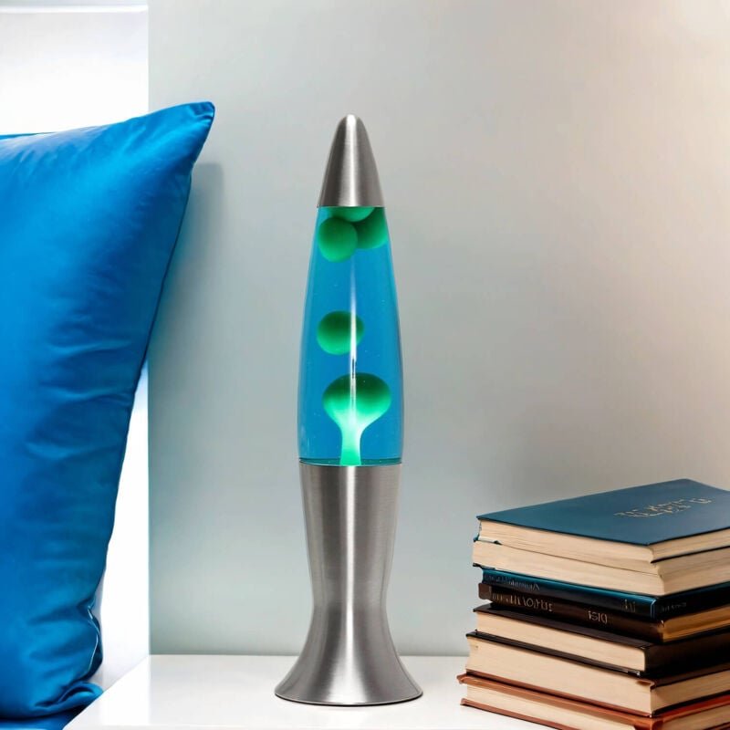 Licht-erlebnisse - Lavalampe Blau Grün h: 40 cm mit G9 Leuchtmittel Retro Design Tischleuchte angelina