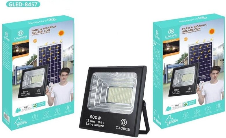 Trade Shop Traesio - Trade Shop - LED-Leuchte Solar-Ladeleuchte IP67 600W mit Dämmerungsfernbedienung GLED-8457 -