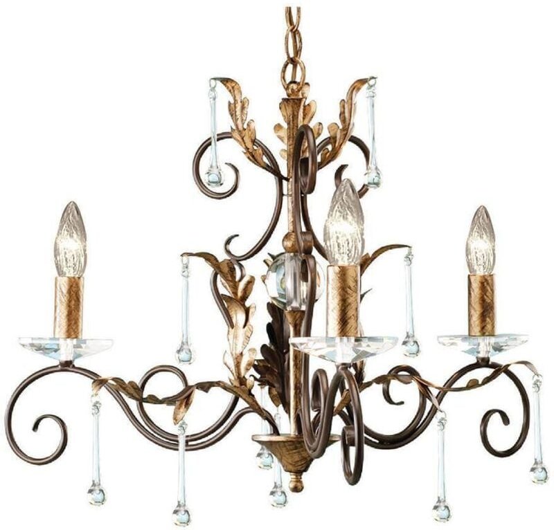 Elstead Amarilli - Kronleuchter 3 Hellbronze, Gold Blumenblätter Design, E14