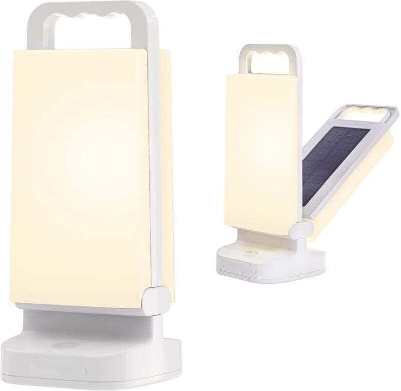 Lampe Solaire Camping Rechargeable Lanterne Portable 4400mAh Étanche IPX4 Lumière LED Randonnée Pêche