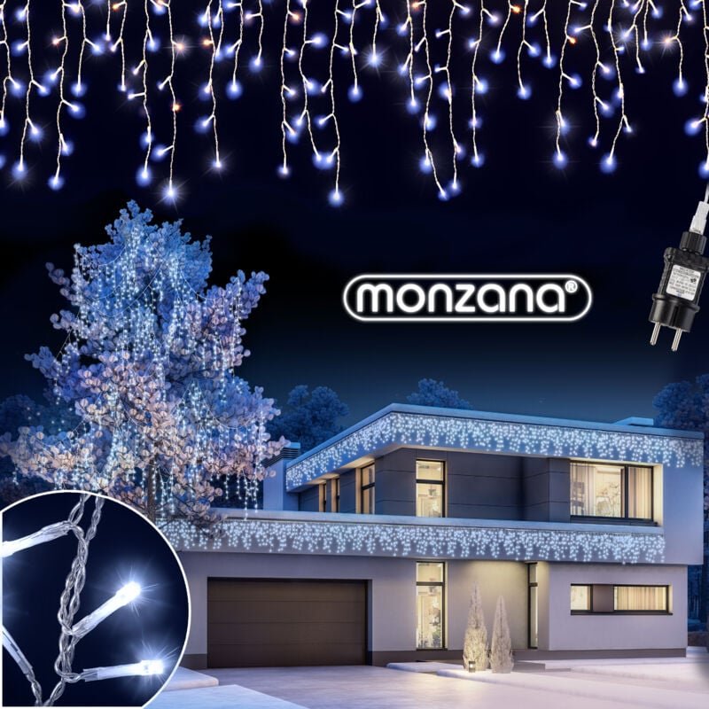MONZANA® LED-Lichterkette Regen Innen Außen Warmweiß Kaltweiß Lichternetz Lichtervorhang Beleuchtung Außen Innen Weihnac...