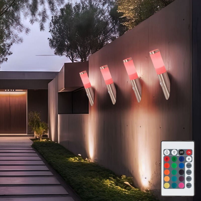 Wandleuchte Bewegungsmelder Außenleuchte Wand Wandfackel Garten, Fernbedienung dimmbar, RGB LED warmweiß, DxH 7,6x41 cm,...