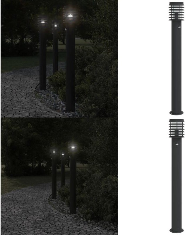Wegeleuchte mit Bewegungsmelder Schwarz 110 cm Edelstahl - Outdoor-Beleuchtung - Gartenlampe - LED-Lampe - Bewegungsgest...
