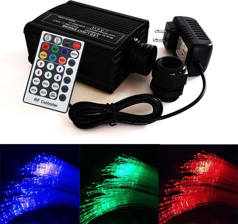 Bluetooth 16W Twinkle RGBW LED Glasfaser-Stern-Deckenleuchten-Kit APP/Fernbedienung 200 Stück 0,75 mm 2 m Glasfaser für ...