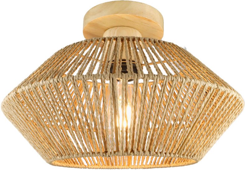 Shmshng - LED-Deckenleuchte aus Rattangeflecht, halbbündig montiert, dekorativer Lampenschirm für Küche, Schlafzimmer, T...