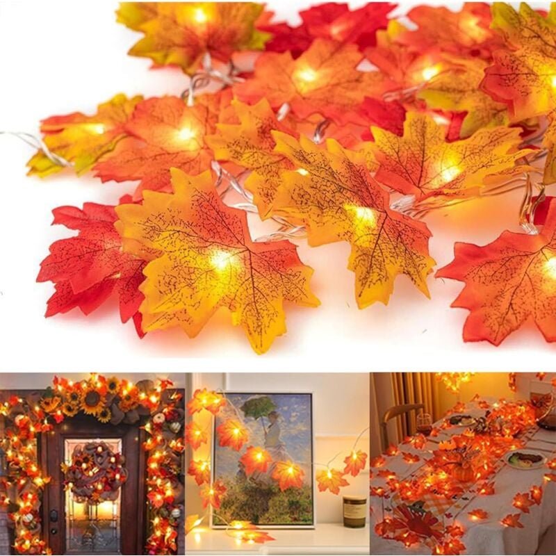 DOLASO Herbst-Lichterkette, 30 LED-Blattgirlande, Herbstgirlande, batteriebetrieben, IP65 wasserdicht, Outdoor-Innendeko...