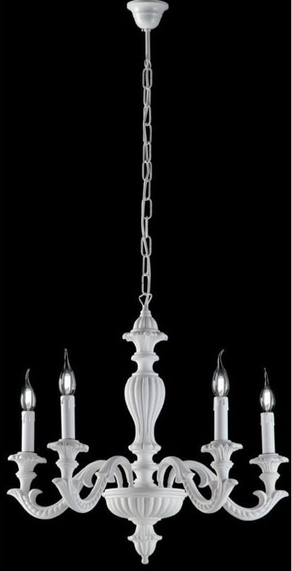 Bonetti Illumina - Leonardo - Schäbiger weißer Holzkronleuchter 5 Lichter 117 - Ø53 - BL180-5-BCO