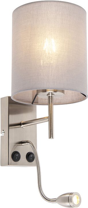 Moderne Wandleuchte aus Stahl mit baumwollgrauem Schirm - Stacca