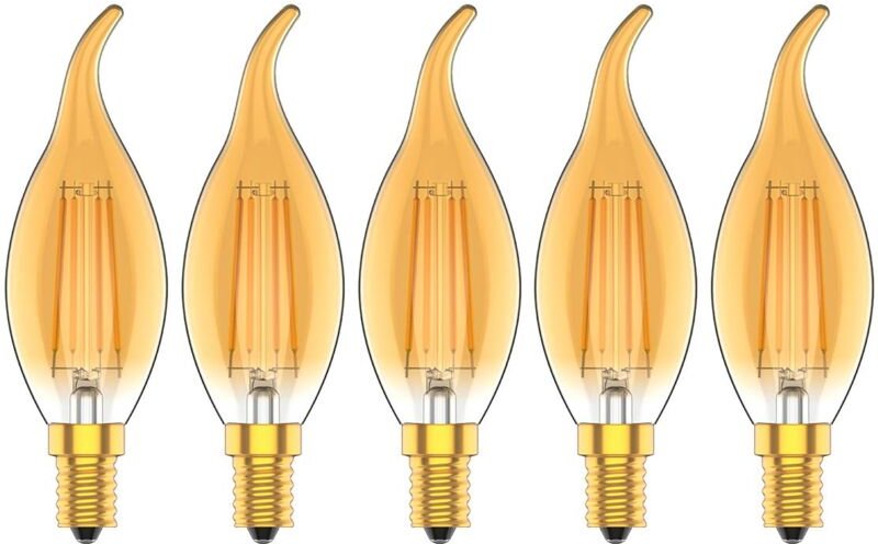 Memkey - Packung mit 5 dimmbaren 4 w Vintage-Glühlampen E14 led Warmweiß 2700 k, 30 w Glühlampen, entspricht 300 lm ac 2...