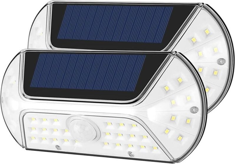 2er-Pack Solar-Bewegungsmelder-Leuchten, IP65, wasserdicht, für Park, Hof, Gehweg, Zaun, Straße, Wand