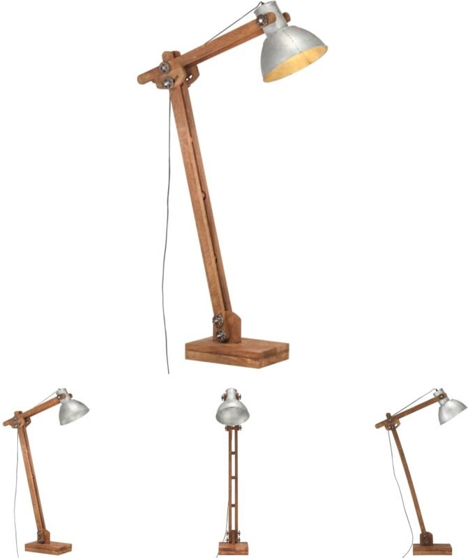 The Living Store - Stehlampe Silbern Mango Massivholz E27